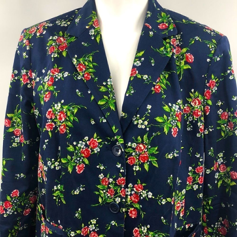 Orvis women’s size 14 navy red floral blazer